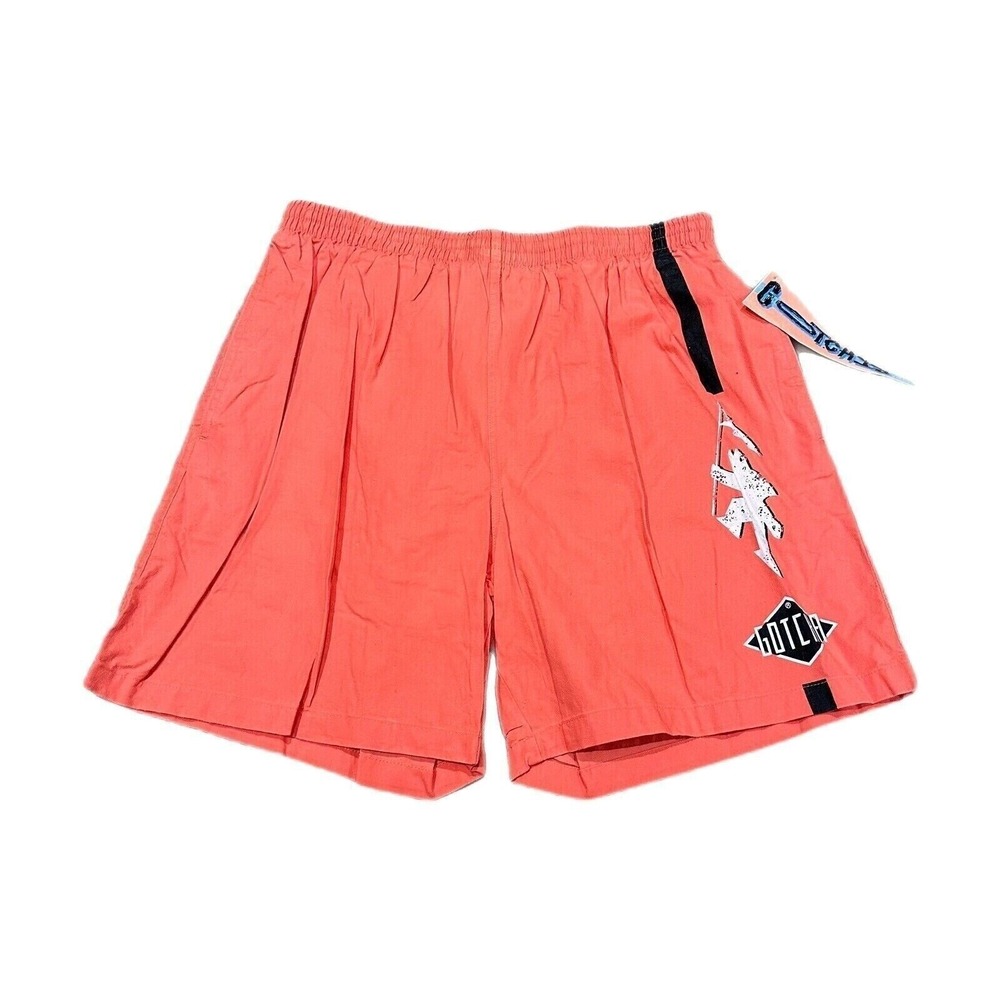 Vintage Gotcha Shorts Mens 34 Spellout Logo Orange Cotton 90s Surf Skate‎